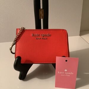 Kate Spade Medium Cameron Leather Gazpacho Zip Card Holder Keychain Wallet NWT